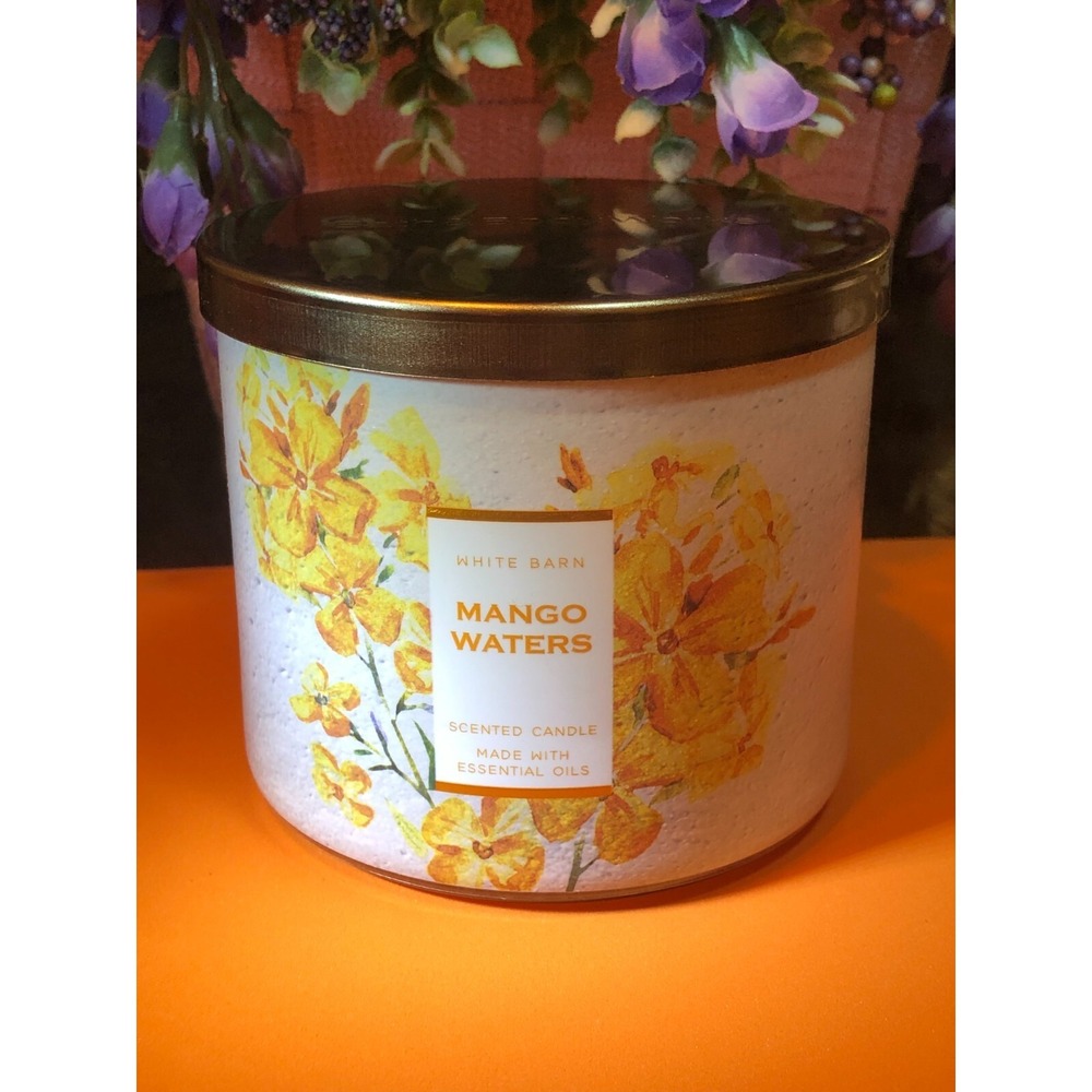 Bath & Body Works ~ White Barn "MANGO WATERS" 3 Wick Scented Candle 14.5 oz